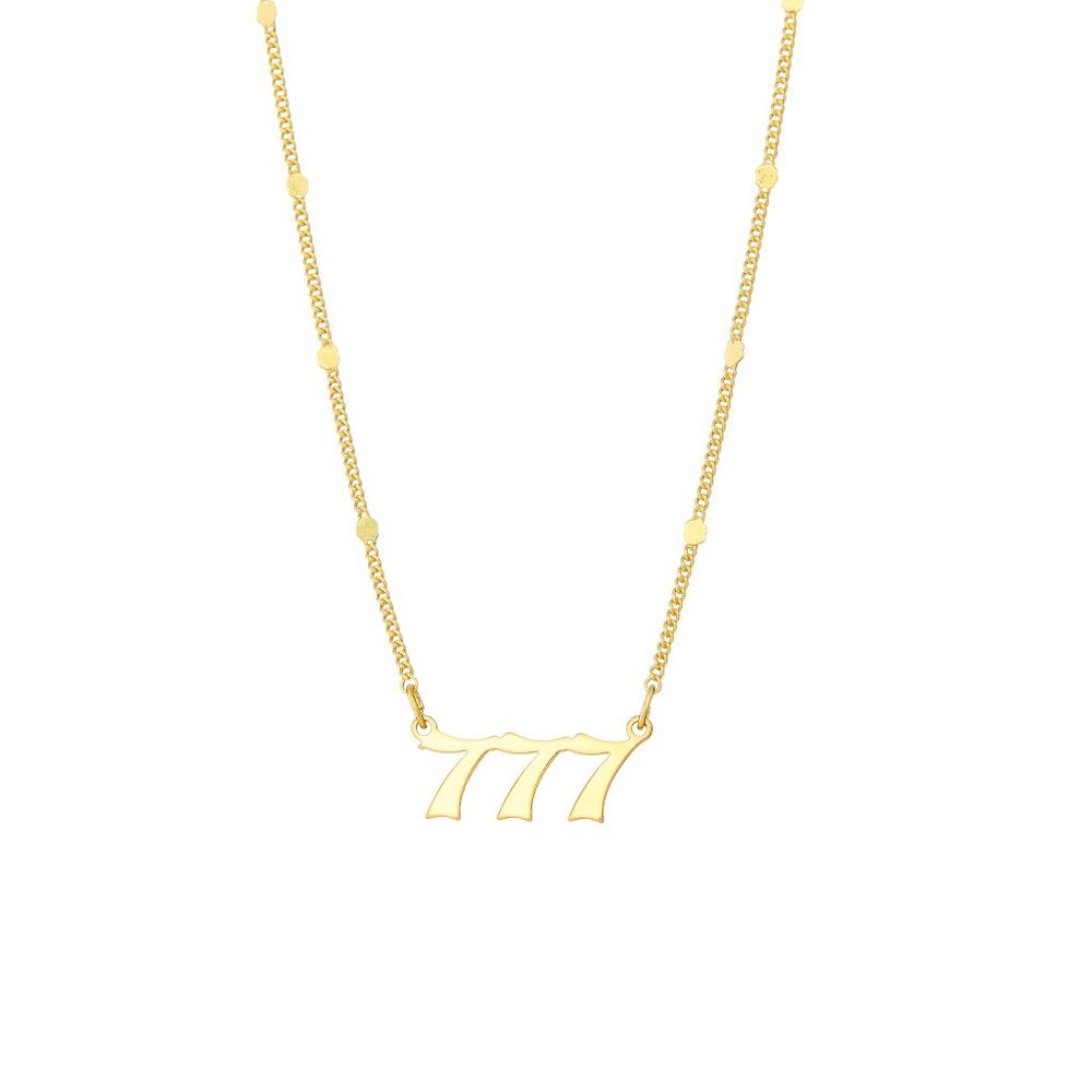 777 Angel Numbers Pendant Necklace - Gold
